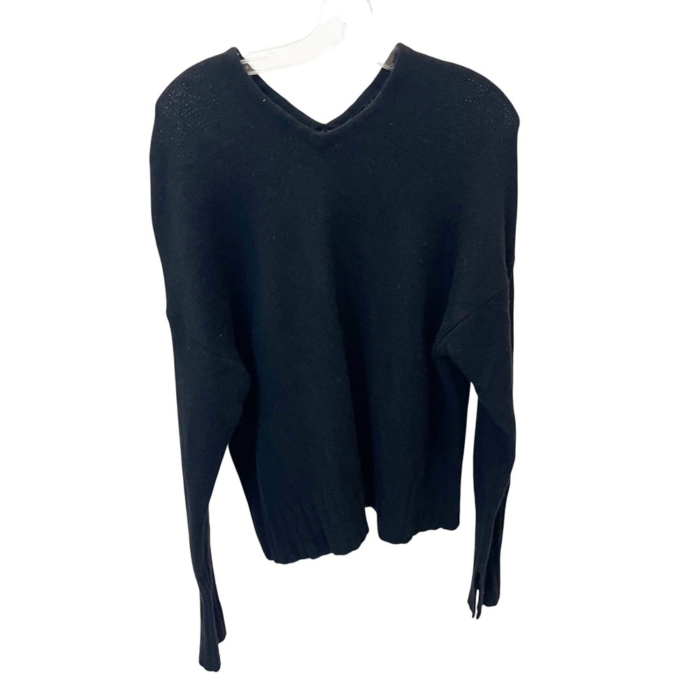 Doffer Boys Womens Black 100% Cashmere V-Neck Oversized Slouchy Sweater MEDIUM